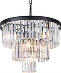 Modern Crystal Chandelier for Dining Room and Living Room, Black Round Pendant Light Fixture with sparkling crystals