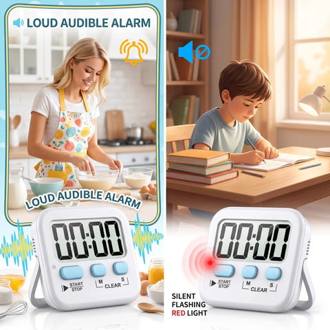 Top Shelf Two Pack Digital Timer With Built In Memory Dead Reliable For Kitchen Cooking Classroom Tasks And Quick Meal Prep Drop In And Play Design Comes Fully Loaded With Batteries Ready To Roll.