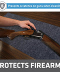 Gun Cleaning Pad 16x20 Inch, Premium Absorbent Cleaning Mat With Waterproof Backing used for firearm cleaning on a table