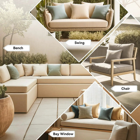 Custom Bench Cushions With Fabric Color And Size Options Non Slip Waterproof High Density Foam Piping Trim for outdoor furniture