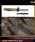 10 In 1 Model Craft Hand Saw And File Kit With Quick Change Blades For Mini Projects, Lockback Design, shown in use on wood.