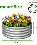 3 Pack Galvanized Raised Garden Beds 2 By 2 By 1 Foot Outdoor Planters for Vegetables and Flowers Durable Steel Frames Weather Resistant Garden Bed Set, visible size 24x12 inches, with colorful flowers