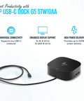 Laptop Docking Station With Dual Monitor Support And 120W Charging USB C G5 Dock Includes HDMI Cable DisplayPort Cable Ethernet Cleaning Cloth Fast Setup For Home Office And On The Go Renewed