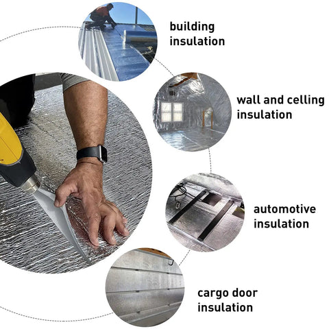 Heavy Duty 5mm Reflective Insulation Radiant Barrier Sheet With Double Sided Foil For Roof Wall And Barn Beat Heat Cold Snap Weather Shield Vapor Proof Thermal Wrap used for various insulation types.