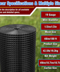 Heavy Duty Black Vinyl Coated Hardware Cloth 1/2 X 48 X 100 Foot 19 Gauge Welded Wire Fence Mesh rolled up in grass.