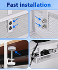 Under Desk Cable Management Tray Small Clamp-Mounted Wire Organizer Cord Holder installation details and clamp on desk