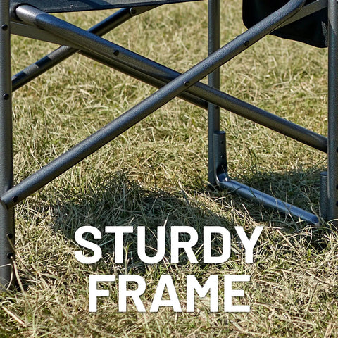 Detail of aluminum frame on Ultra Lite Aluminum Oversized Camping Chair With Side Table And Detachable Pocket Portable Directors Chair