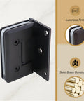 Heavy Duty 90 Degree Offset Shower Door Hinge, Wall Mount For Frameless Glass, Matte Black Brass Finish