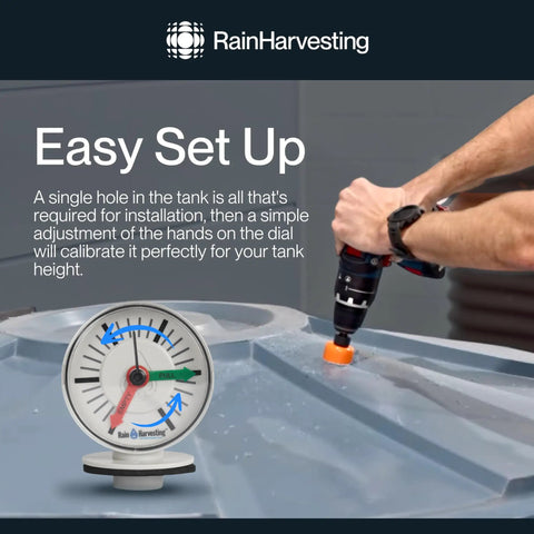 Easy Read Rain Harvesting Tank Gauge With At A Glance Water Level Indicator And No Fuss One Hole Install For Quick Setup In Your Backyard Off Grid Or Farm Rainwater System on tank lid
