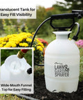One Gallon Lawn And Garden Sprayer With Translucent Tank Easy Refill Funnel Top Adjustable Poly Cone Nozzle in garden setting