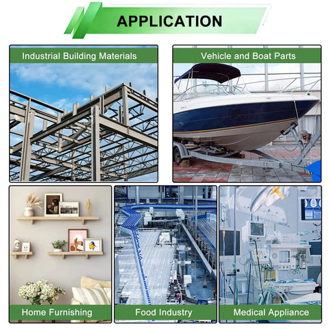 Application uses of Internal Tooth Star Lock Washers Assortment Kit in industry, vehicles, home, food, and medical fields.