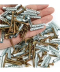 Heavy Duty Hollow Wall Anchor Kit Rock Solid Expansion Bolts for Drywall and Plaster in a hand, featuring mixed metal screws and anchors.