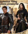 Epic 8 Piece Renaissance Medieval Costume Accessories Set For Men Featuring Leather Shoulder Armor and Wrist Guards