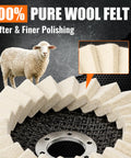 Top Shelf 10 Piece Wool Buffing Wheels And Polishing Compound Set Compatible With 4 Point 5 Inch Angle Grinders, pure wool felt discs.