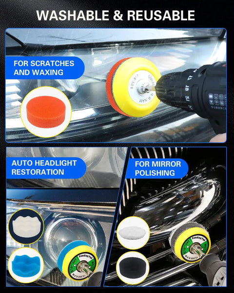 194 Pc 2 Inch Wet Dry Sanding Discs Kit with pads for auto headlight restoration and mirror polishing using rotary tool