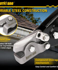 Hurricane Snap Lock Punch Tool with steel jaw for 3/8-inch gutter end-cap impressions, side view