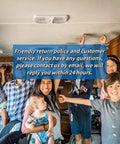 Family inside RV with friendly return policy text overlay, related to RV Slide Out Roller Replacement 276288 Solid Steel Plate J 36 Service Roller Fits Lippert Slide Out Systems 2 Pack Misalignment Fix For Campers And Travel Trailers Easy Install