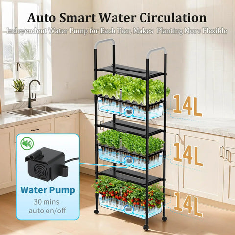 81 Pod Vertical Indoor Hydroponics Garden With Smart LED Grow Light And Auto Circulating Water Pump Three Tier System With 27 Pods Per Tier 42L Capacity for fresh herbs in kitchen