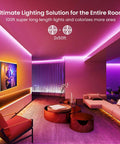 100 Ft LED Strip Lights For Bedroom And Living Room RGB Rope Light With Bluetooth App Control Color Changing Music Sync Dimmable Brightness Easy Setup Dope For Home Decor And Party Vibes illuminating colorful living room decor