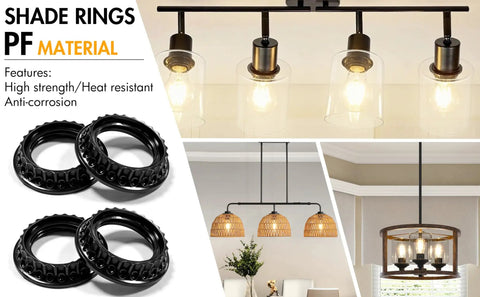 Grab This 4 Pack Lamp Shade Retaining Rings For Your Home Glow Up, Fits E26 Threaded Holders with heat resistant PF material.