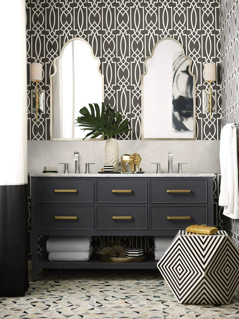 Bathroom with Doux Chrome Two Handle 8 Inch Widespread Bathroom Faucet Trim Kit With Lever Handles Valve Required For Install 9000 Series Compatibility MPACT Ready Mirror Like Chrome Finish Vibe With Any Decor TS6925 on vanity
