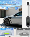 Reliable Level 2 EV Charger 40 Amp 9.6 KW Featuring Bright LED Panel And J1772 Plug charging an electric vehicle.