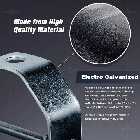 Clevis Hanger Light Duty Pipe Support In Electro Galvanized Steel 3 Inch By 3 Inch Chrome Finish No Fuss Install With Flange And Threaded Rod Adjustable Vertical Position For Overhead Non Insulated Pipe Lines, electro galvanized texture close-up