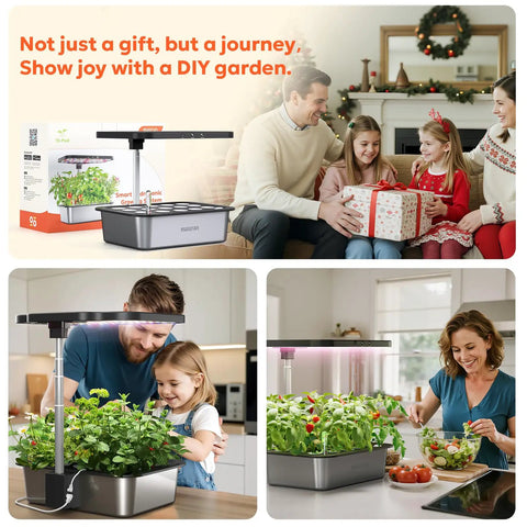 Family gifting Smart Hydroponics Growing System Kit With 15 Pods, 36W LED Grow Light, App Control, Quiet Water Pump, 5.5L Tank