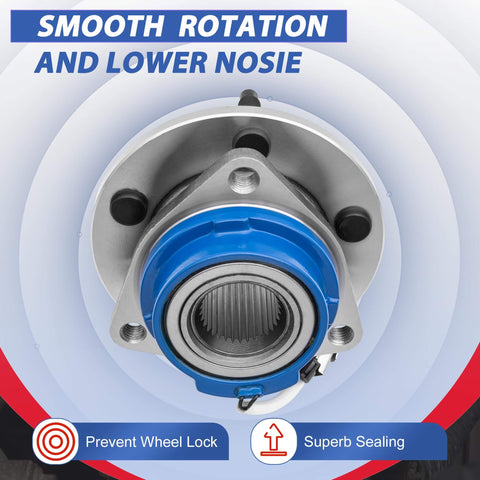Top view of Front Wheel Hub Bearing Assemblies With ABS 5 Lug Two Piece Set Compatible With Chevrolet Impala and GM models