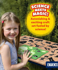Girl using Sun Paper Art Kit For Kids, STEM Craft Set With Sunlight Printing, Decorative Paper, Animal Stencils And Markers outdoors