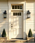 Luminzone Outdoor Light Fixtures Wall Mount Solar Lantern, Vintage Dusk to Dawn Wall Sconce with Remote Control & LED Bulb, Waterproof Exterior Wall Light for Porch Patio Courtyard Doorway 18'' beside front door.