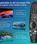 Voice Magic Remote Replacement With Pointer And Voice Control For Smart OLED WebOS TVs shown with compatible models.