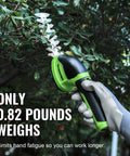 Person using 2-In-1 Cordless Grass Shear And Shrub Trimmer For No-Fuss Pruning Of Hedges And Grass in garden.