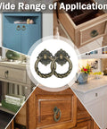 Six Piece Bronze Flower Drop Ring Drawer Pulls Set For Cabinets Dressers And Cupboards With Included Mounting Screws Easy To Install