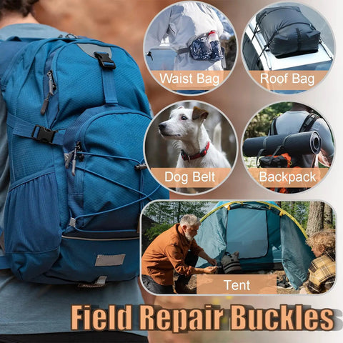 6 Pack 1 Inch Quick Release Plastic Buckles Clips Dual Adjustable Replacement For Backpack Nylon Webbing Straps