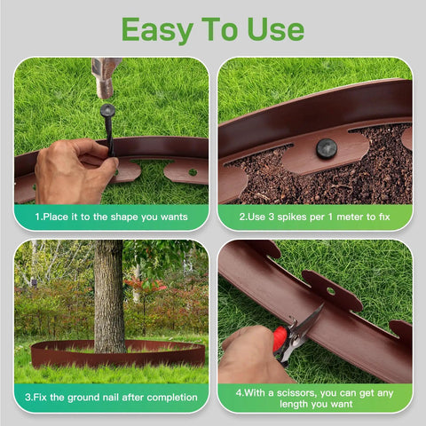 Steps to install the Durable Plastic Landscape Edging Kit No Fuss Easy Install 2 Inch Tall 33 Ft Border With 30 Spikes.