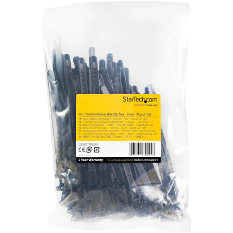 6 Inch Reusable Nylon Cable Ties 7mm Wide 35mm Bundle Diameter 50Lb Tensile Strength For Indoor Outdoor Use With Toolless Trigger Lock Release Releasable Zip Ties 100 Pack Black