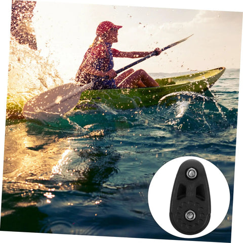 Kayaker using Kayak Anchor Trolley Kit With Nylon Single Sheave Blocks For Canoe And Boat Heavy Duty Bearing Pulleys inset view.
