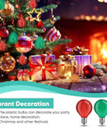 Christmas tree with decorated 100 Pack G40 LED Globe Bulbs 1W Warm White 2700K For C7 And E12 Candelabra Bases, shatterproof outdoor string lights