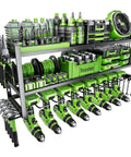 3 Layer Wall Mount Drill Organizer With 8 Slots Dope Tool Storage Rack For Garage Or Workshop Holds Drills Batteries Chargers And Small Tools Heavy Duty Perfect Gift For Him Dad Husband Fathers Day displayed in workshop