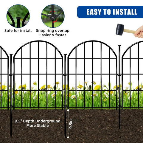 26 Pack Decorative Garden Fence 22 Inch By 28 Foot Arched No Dig Border Fence Ground Stakes Rustproof Metal Animal Barrier