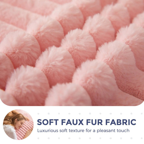 Close-up of soft faux fur fabric detail in pink, showcasing texture for the Two In One Living Room Chair With Frame And Removable Cover.