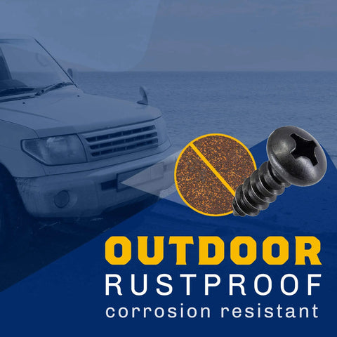Black Oxidized 18-8 Stainless Steel License Plate Screws Pack Of 4 For Rustproof Security And Saltwater Resistance image