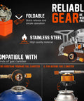All-In-One Camping Cookware Set With Stove And Adapter, stainless steel foldable stove and canister compatibility visual