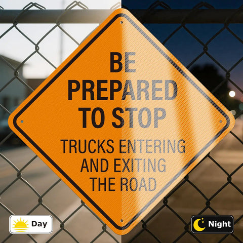 Be Prepared to Stop Sign for Trucks Entering and Exiting the Road 24x24 Inch Reflective Aluminum Traffic Safety Sign