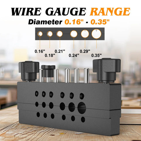 Dimensions of Beastly Split Type Scrap Copper Wire Stripper Kit With 6 Tungsten Carbide Tri Blade Cutters shown on table