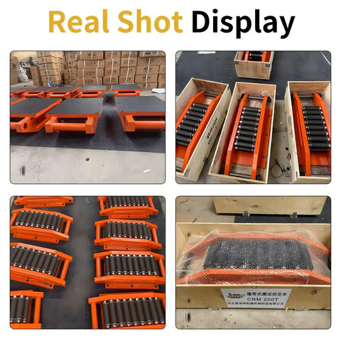 Rock Solid Heavy Duty Crawler Machinery Skates With Alloy Steel Wheels And Straight Traction For Moving I Beams Channel Steel Plates And Industrial Equipment Built Tough To Shift Hefty Loads Without A Sweat displayed in a warehouse setting.