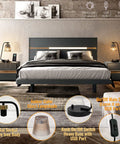 Bedroom scene with Amber Glass Bedside Lamps Set of 2, vintage brown industrial style, on nightstands with USB ports.