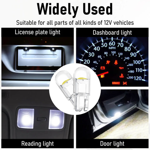 30 Pack 194 LED Bulbs T10 Wedge COB Ultra Bright 6000K Cool White For License Plate, Interior, Dashboard And Dome Lights