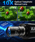 Global Shutter 90fps USB Camera With 10X 5-50mm Varifocal Lens, close-up view with lens and circuit board detail